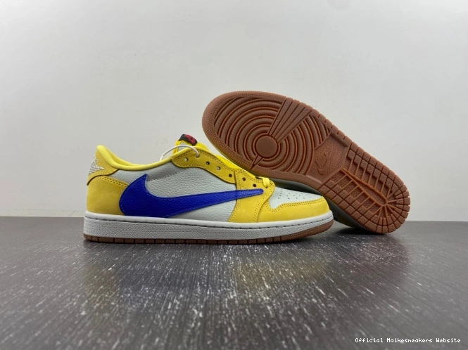 Official Maikesneakers OG Travis Canary Scott Low Air 1 DZ4137-700 Jordan x 0724